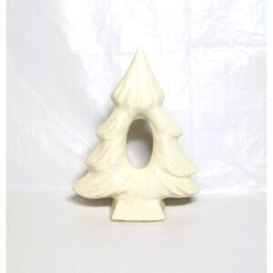 Lillian Vernon White Ceramic Christmas Tree Tabletop Decor Napkin Rings 4 inches